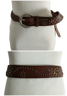 Fossil Studded Woven Twist Braid Belt Leather Southwestern  display picture 1