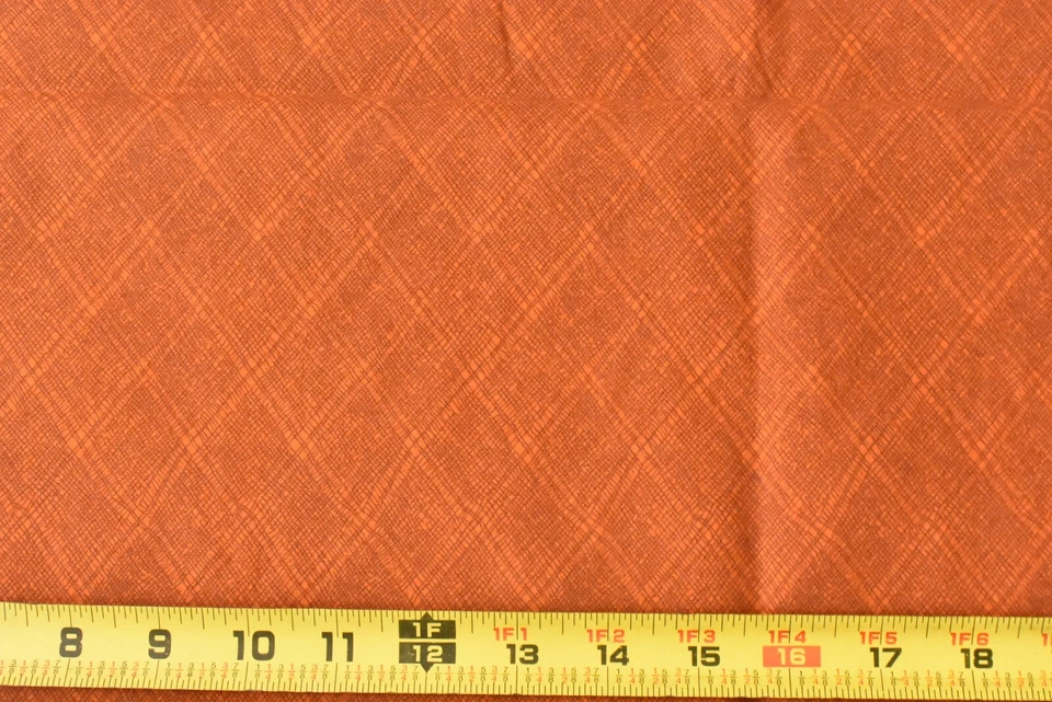 By 1/2 Yd, Rust Lattice-Print on Rust Quilt Cotton, Springs, "Mesh Plaid", P8499 - Image 2 of 4