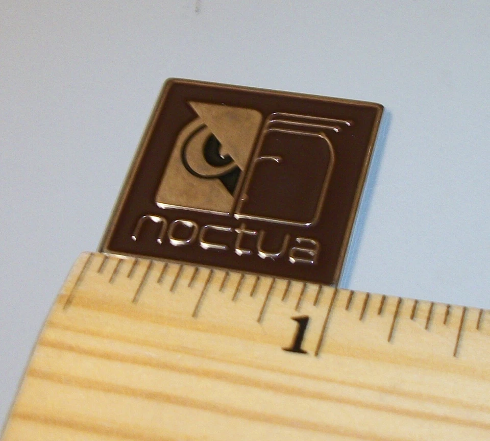 Brown Noctua 1" Inch Square Metal Self-Adhesive Case Badge Sticker w/ Owl Logo - Image 3 of 4