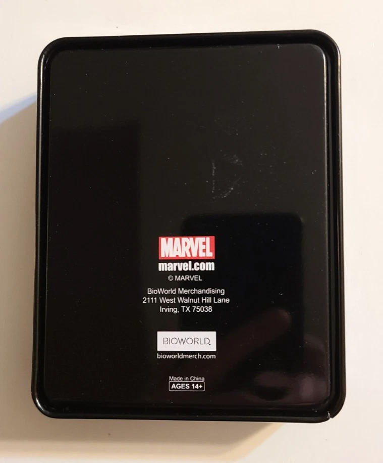 Bioworld Marvel Deadpool Logo Face Faux Leather Bifold Wallet in Tin, NEW - Image 2 of 4