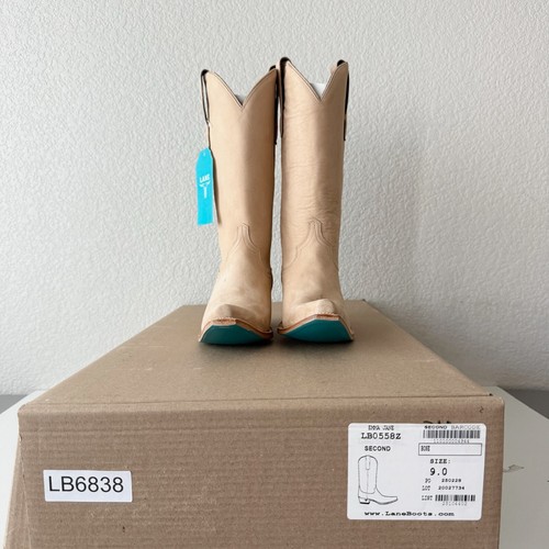 Lane EMMA JANE Womens Cowboy Boots 9 Bone Leather Western Cowgirl Mid Calf Tall - Picture 12 of 13