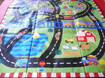 X-Large ZipBin Small Town Playmat Toy Box w// 4 cars Set Carry Case Storage