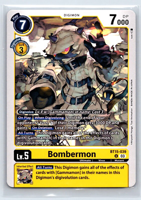 Digimon Card - Bombermon BT15-039 U Exceed Apocalypse - NM