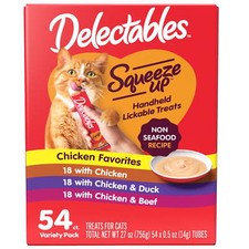 Squeeze up Non-Seafood Variety Pack Lickable Wet Cat Treats, 0.5oz Tube,54