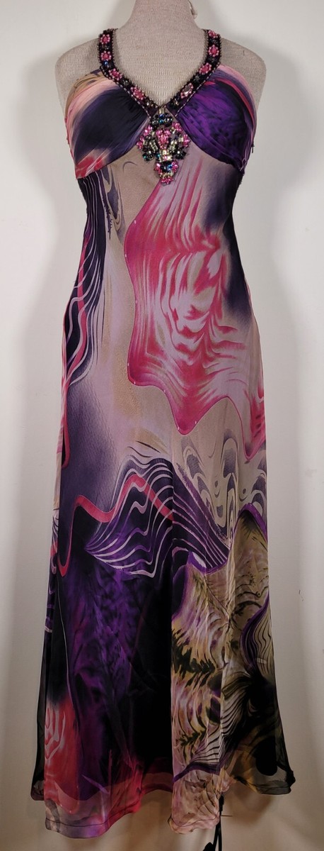 paisley maxi halter dress Multi Color Paisley Floral Sleeveless Halter Style Maxi Dress main image 0