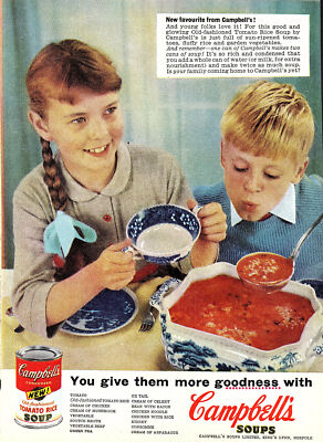 1961 Werbung für CAMPBELL'S Tomatenreis Suppe Vintage Originaldruck Anzeige Ephemera
