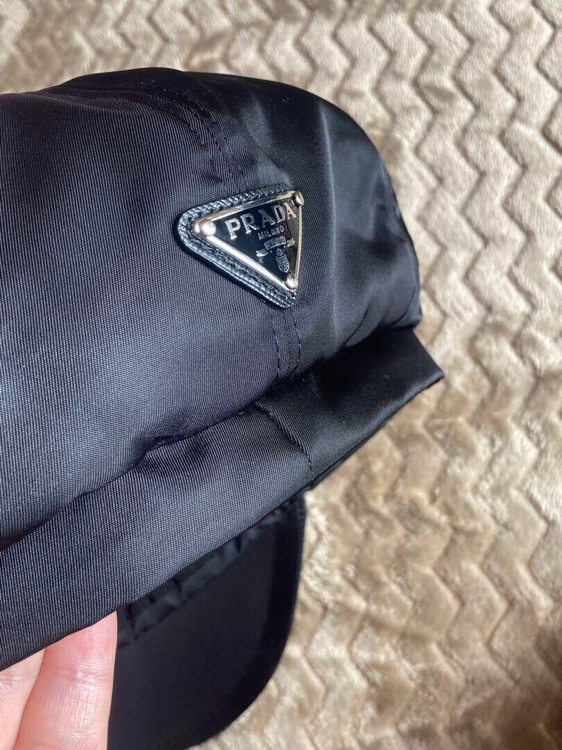 PRADA Black Nylon Casket Hat, Size S, Unworn, Versatile PRADA Black Nylon Casket Hat, Size S, Unworn, Versatile