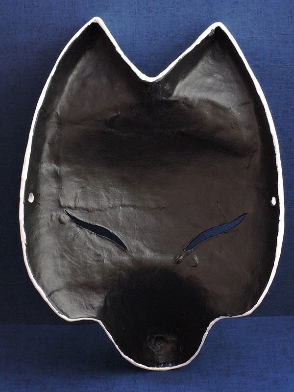 Komendo Half Fox Mask Shirayoi Kitsune Handmade Painted Japan Party Cosplay - Image 3 of 4