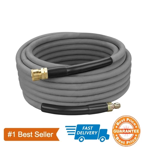 50' Pressure Washer Hose Non-Marking - 4000 PSI 50 ft. Length Gray With Couplers