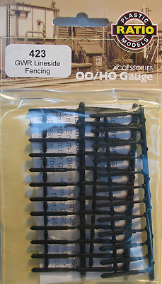 Ratio 423 GWR Lineside Drahtzaun in Schwarz ergibt 720 mm Stärke 00 Kunststoff Kit DS
