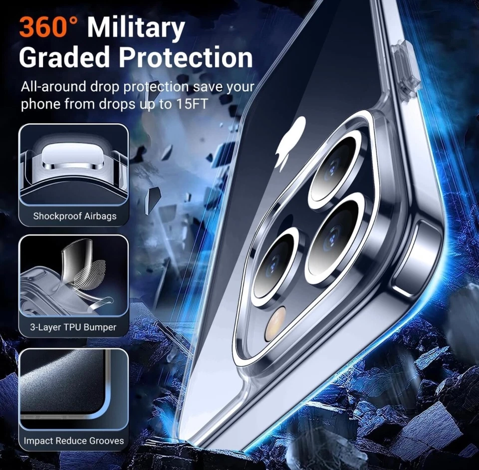 Funda transparente para iPhone 15 Pro,[antiamarillenta][10 pies grado militar protección contra caídas] Foto 4 de 4