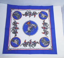 Vintage Western Cowboy Buckaroo Bandana NOS Handkerchief Rodeo Bucking Bronco