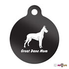 Great Dane Mom Engraved Keychain Round Tag w/tab German Mastiff profile