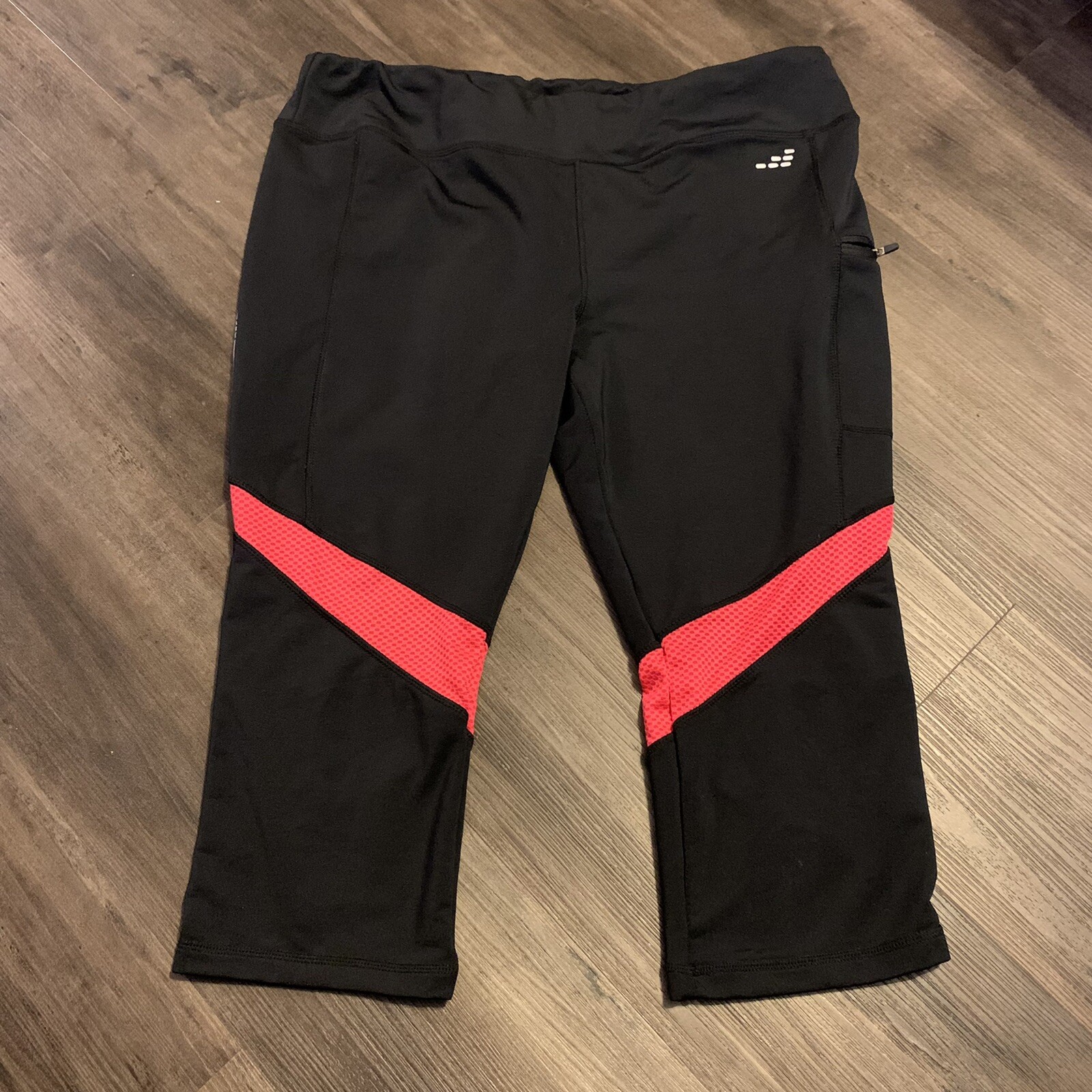 BCG Black Pink Capri Workout Leggings Womens XL Gem