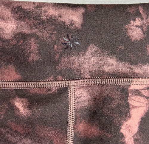 Athleta Girl Chit Chat Tight Leggings L 12 Brown Pink Drawstring High Rise Logo - Picture 3 of 10