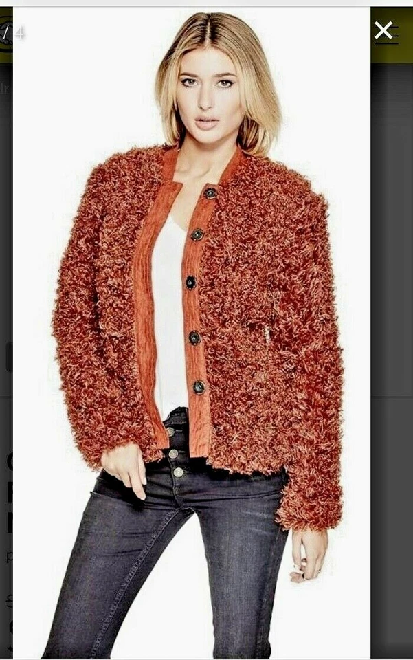 GUESS Womens Camryn Arabian Spicie Faux Fur Coat Size Medium NWT!