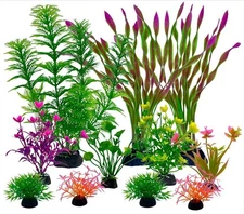 Aquarium Artificial Plastic Plants Decorations，11pcs Fish Tank Green 