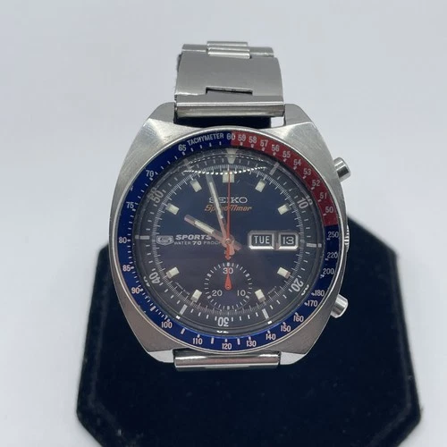 Seiko 5 Sports Chronograph 6139-6009 Vintage Pepsi Bezel Automatic Mens Watch