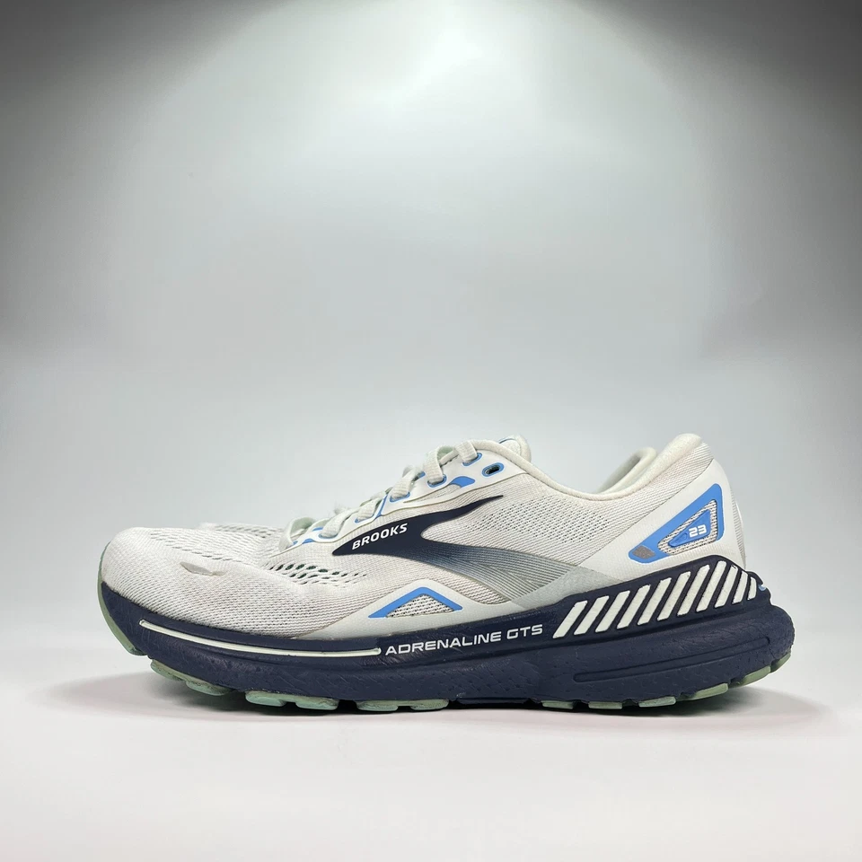 Brooks Adrenaline GTS 23 White Blue Running Shoes 1203811D471 Womens Size 9 Wide - Image 4 of 4