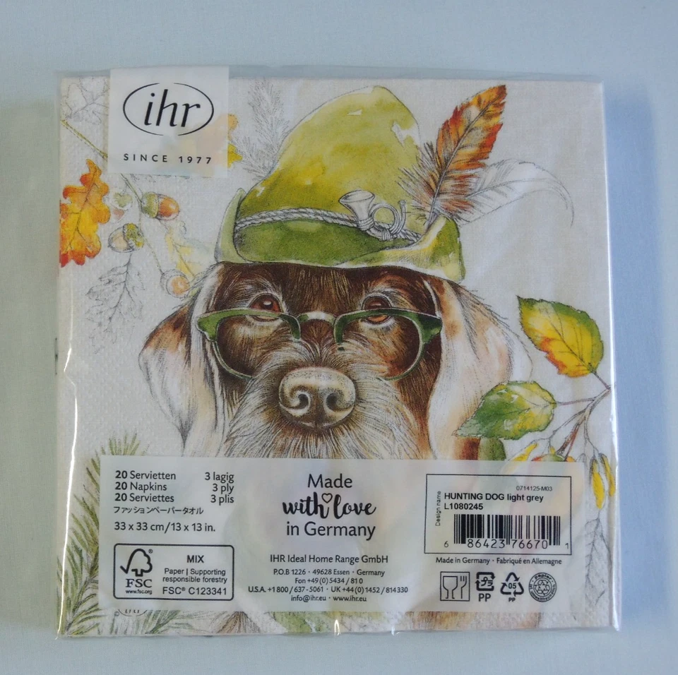 20 Servietten Jagdhund opa BRILLE Hunde Tiere 1 Packung Motivservietten Herbst - Bild 2 von 2