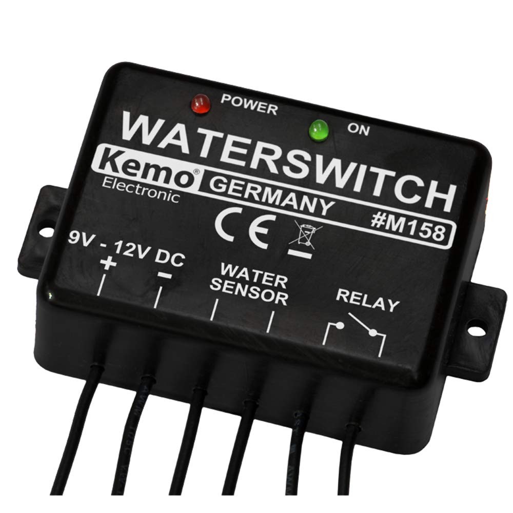 Kemo M158 Water Detector 9-12V/DC Integrated relay. Control sirens, other cut-of