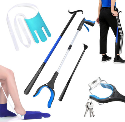 Assistive Device No Bending Kit for Elderly -Sock Aids, Foldable Reacher Grab...
