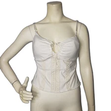 Moda International Corset Tank Top Womens Large Lace Detail Y2K Spaghetti Strap