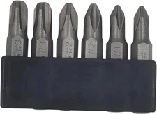 6Pcs 35mm JIS Screwdriver Bit Set with Magnetic Tip #1x2 #2x2 #3x2 Grey Tool