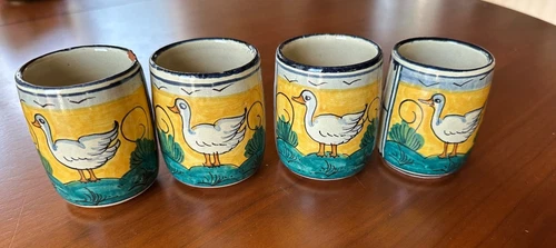 L'ETRURIA CORTONA HAND PAINTED CERAMIC cups ITALY VINTAGE SET