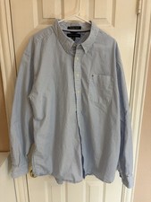 Tommy Hilfiger Men’s Dress Shirt Button-Down Long Sleeve Blue Stripes Poplin 2XL