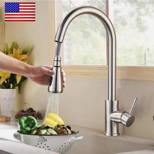 Brushed Nickel Kitchen Faucet Sink Mixer Faucet Pull Down Sprayer Single Handle