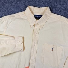 Vintage Polo Ralph Lauren Oxford Shirt Mens XL Pastel Yellow OCBD Flesh Pony 90s