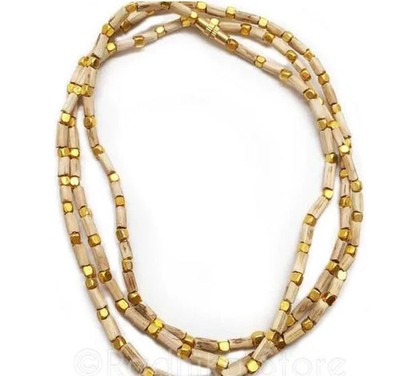 iskcon Tulsi Kanthi Mala Holy Basil Rosary Mala with Golden Moti for Pooja/Chant