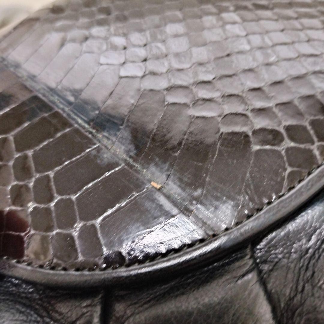 BALLY Shoulder Bag Pochette Python Embossing Blac… - image 10