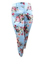 Tommy Hilfiger Women's Ashby Floral-Print Slim Pants 18, Crystal Blue 