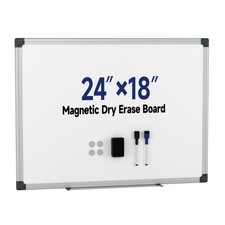 Magnetic White Board Hanging 24" x 18" for Wall, Dry Erase Board with Eraser,...