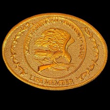 North American Hunting Club Life Member Belt Buckle Vintage Eagle Patriotic