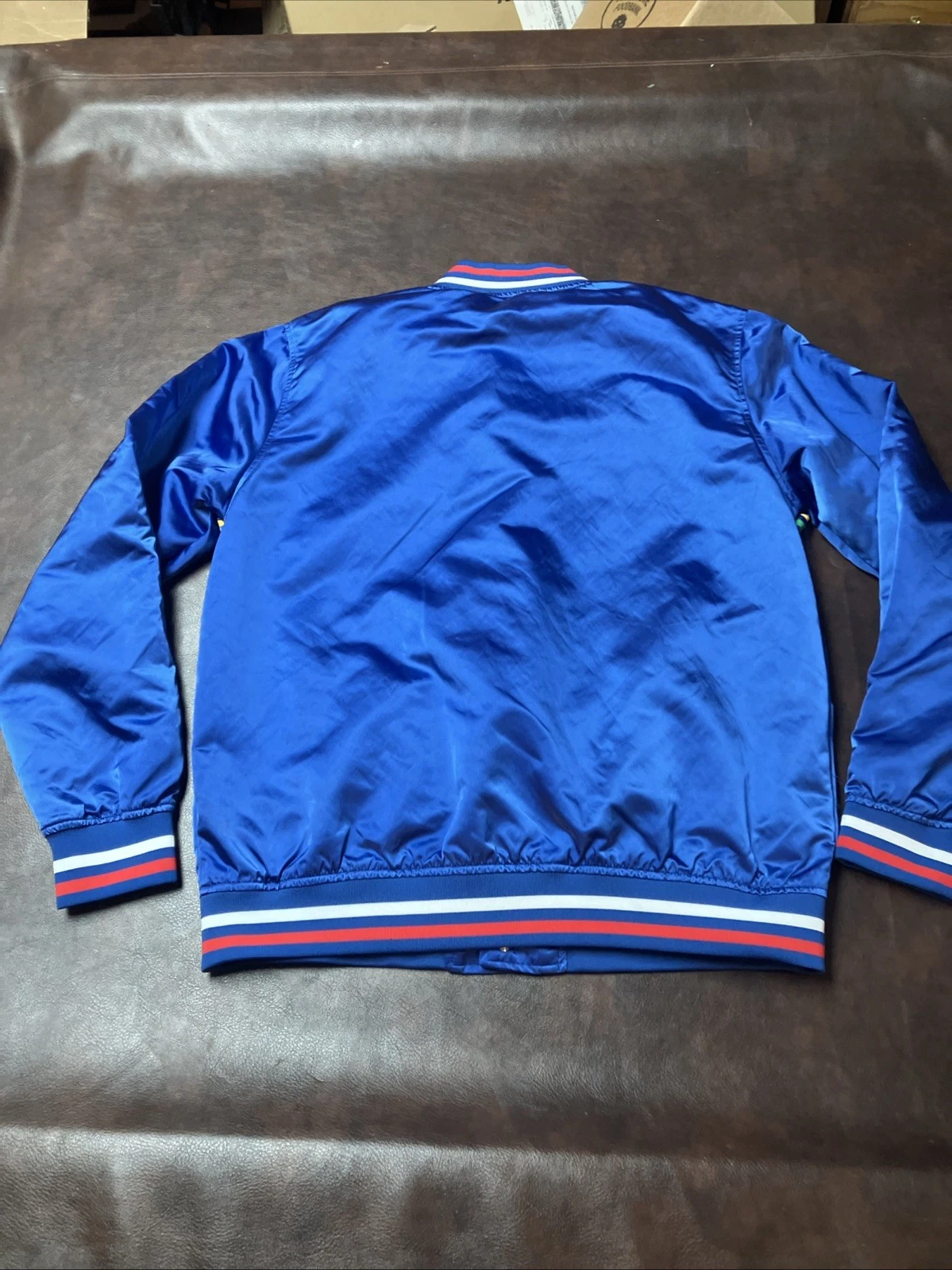 Stranger Things Men’s L Blue Satin Snap Front Retro Bomber Jacket Great Condit. image 11