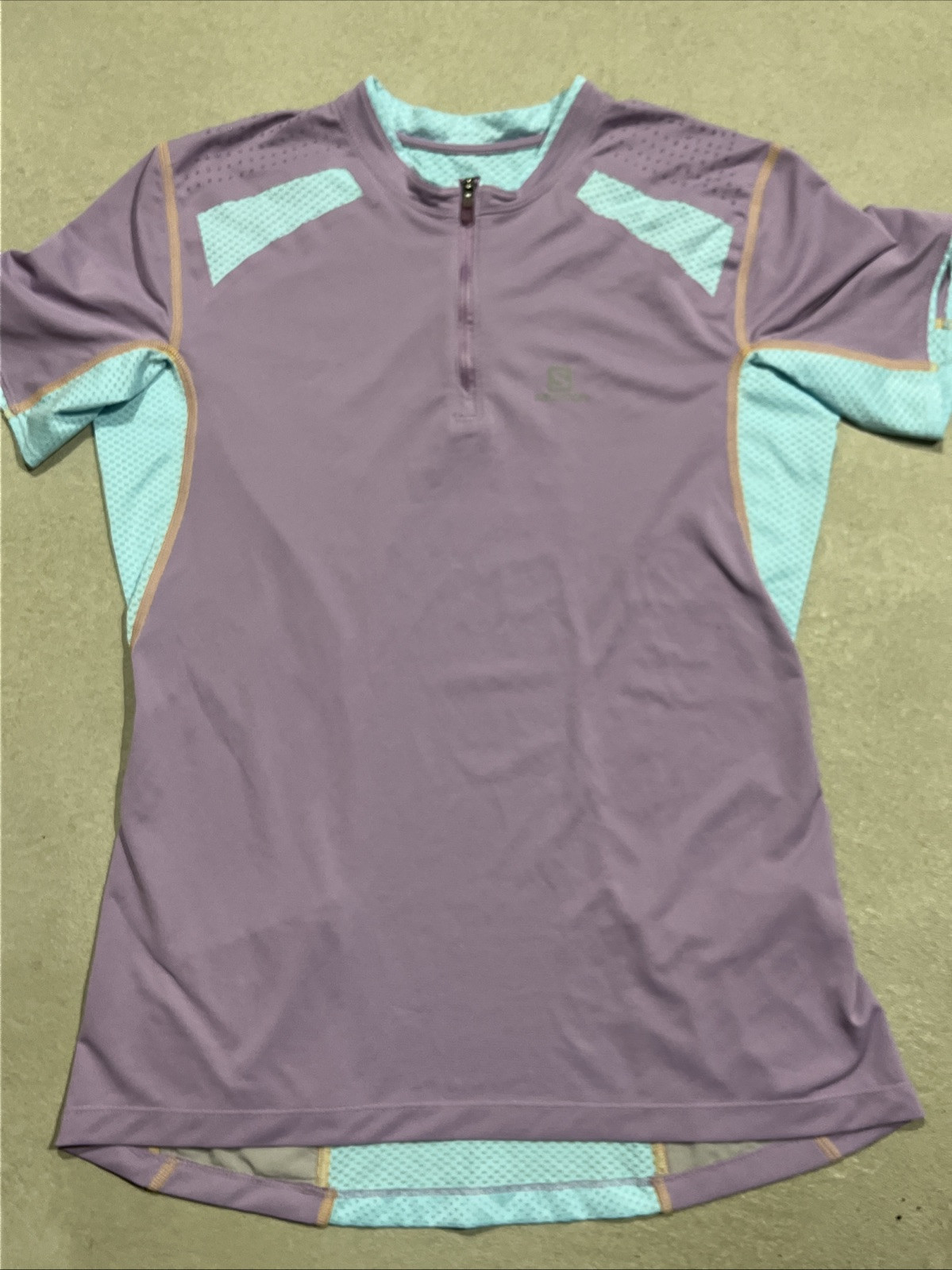 T shirt Salomon donna viola blu ultra trail 1 4 zip taglia large usata in ottime condizioni