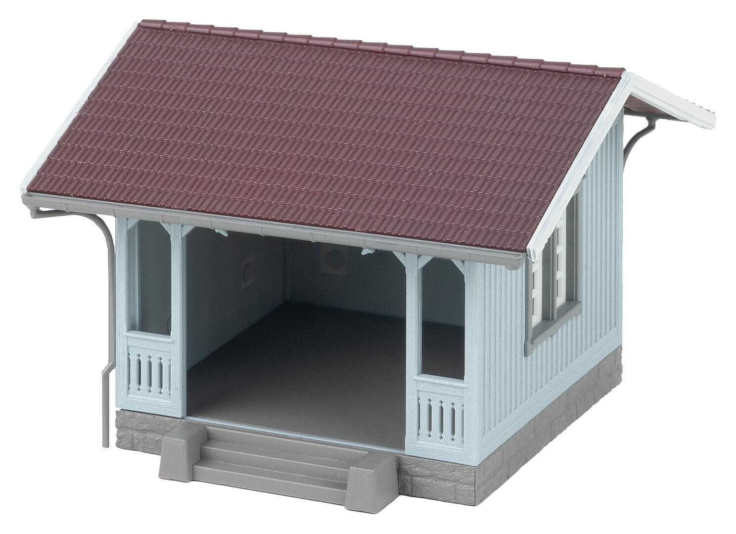 Faller H0 120301 Building Kit Waiting Shelter Blue | 81 x 81 x 58 mm | Era III
