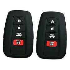 2Pcs Rubber 4buttons Smart Key Fob Full Protector Remote Skin Cover 2Pcs Black