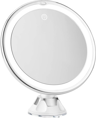 Snowflakes 10X Magnifying Lighted Makeup Mirror with Lights, Suction Cups, and 3