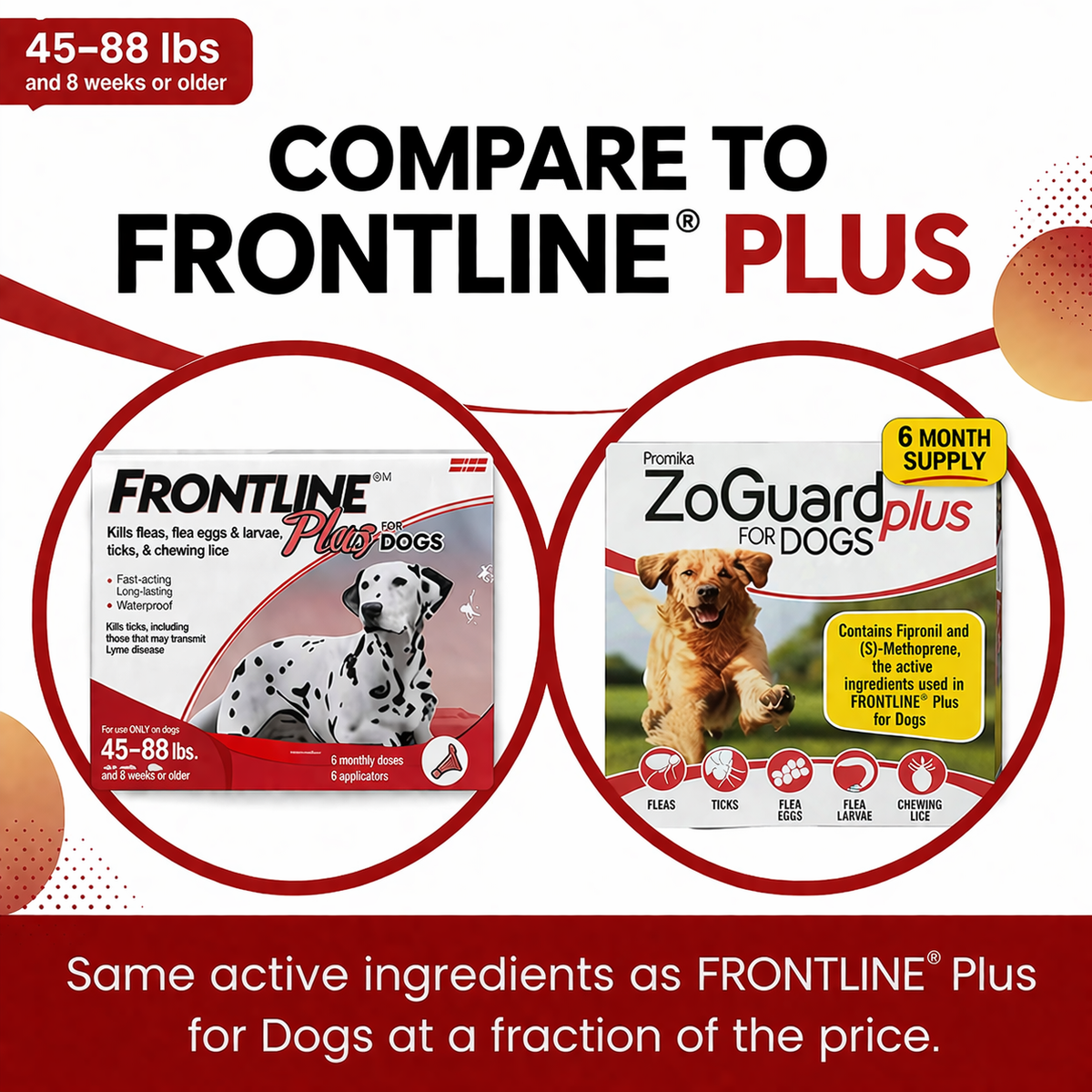 ZoGuard Plus Preventative Flea Treatment Tick for Large XL Dog 45