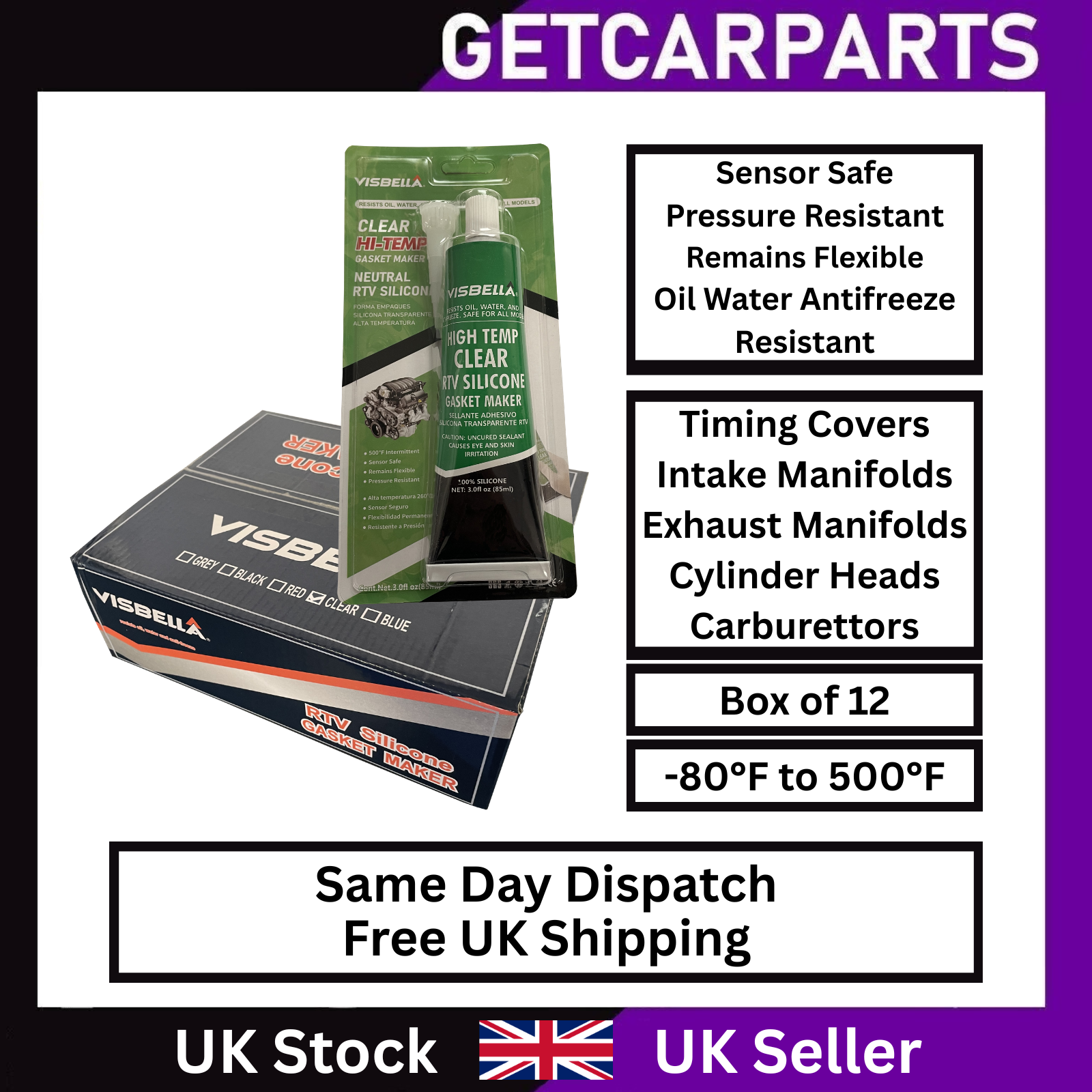 Visbella RTV Silicone High Temp Black Gasket Sealant -80°F 650°F 105g - Image 21