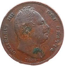 1831 King William IV Copper Farthing Coin #3
