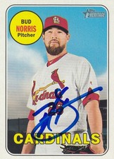 Bud Norris Cardinals 2018 Topps Heritage Signed IP Autograph Card