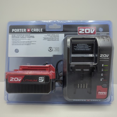 #ad Porter Cable 20V MAX 4Ah Lithium Ion Battery amp; Rapid Charger Kit PCC685LCK $89.99