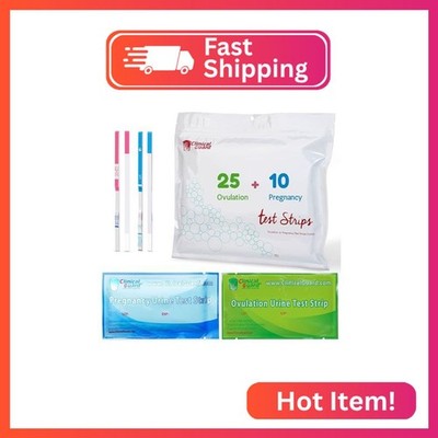 Clinical Guard 25 Ovulation Test Strips and 10 Early Pregnancy Test Strips Combo