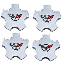 4 Cap Pcs Deal 2000-2004 C5 Corvette Z06 C5 Flag Wheel Center Caps Chrome Red 