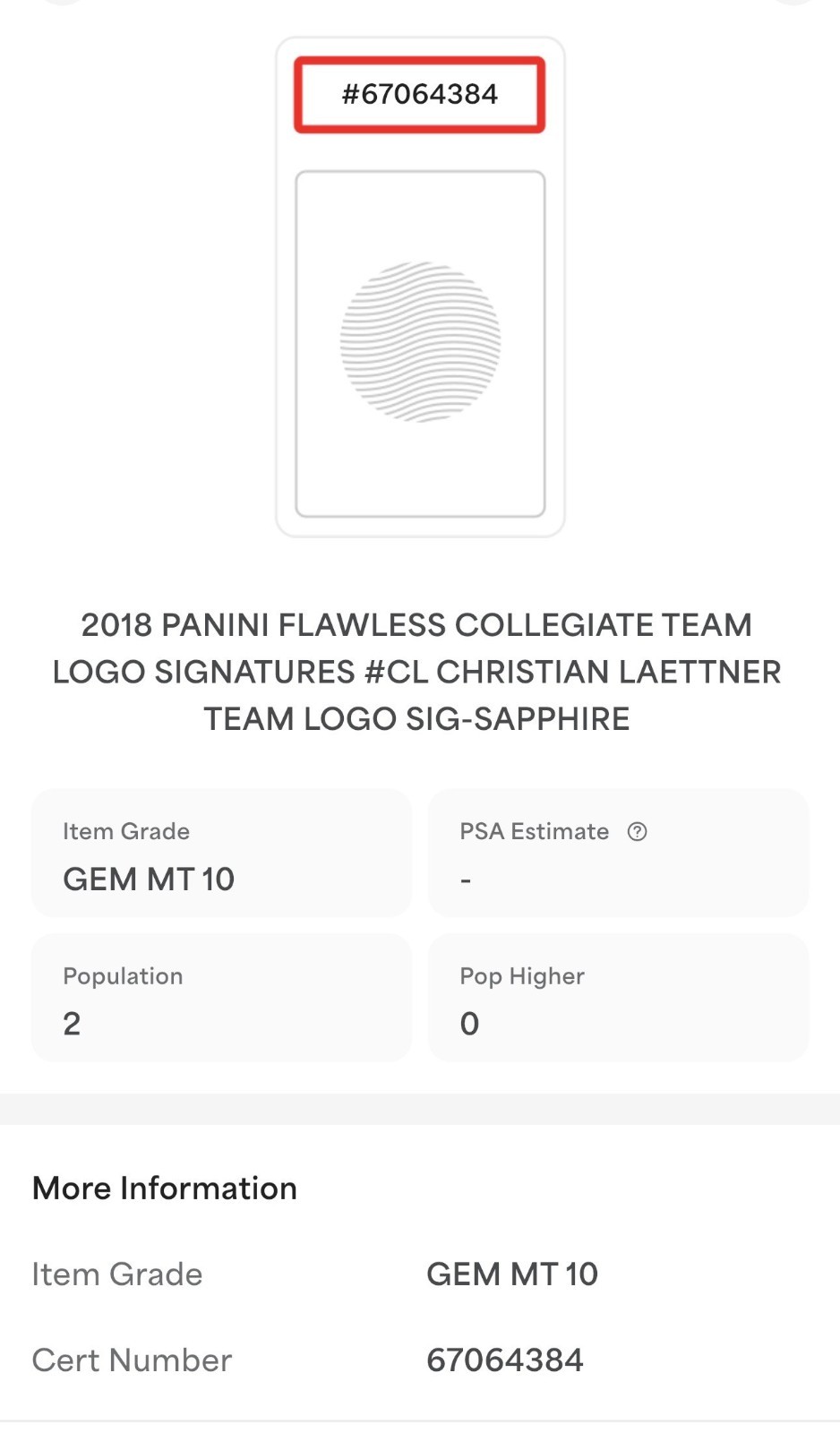 2018 Flawless Christian Laettner Sapphire Team Logo Auto /15 PSA 10 Pop 2 Duke view 6
